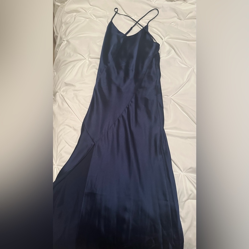 House of Harlow 1960 Midnight Blue Satin Dress